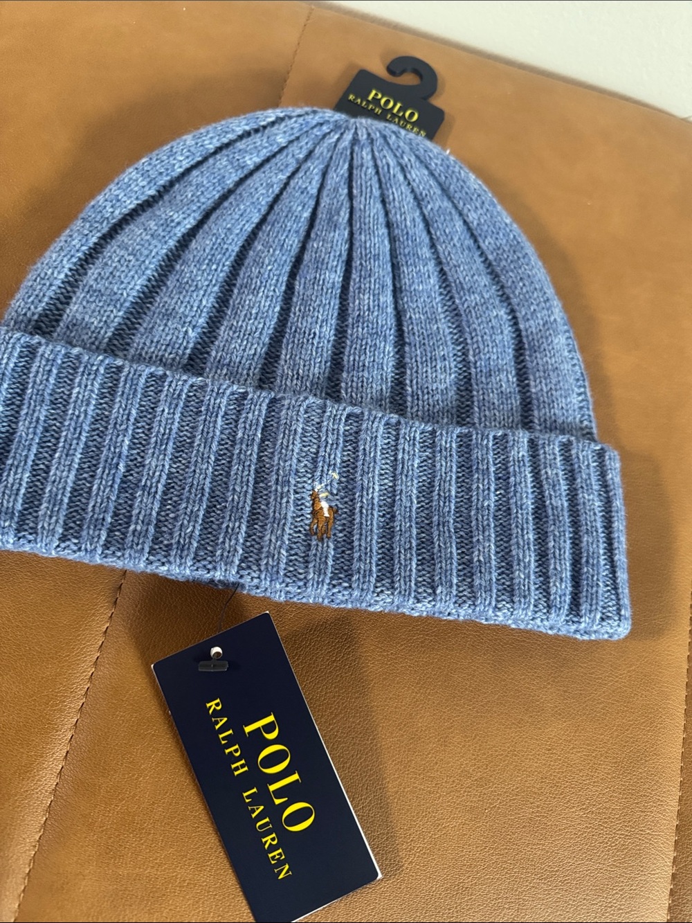 Polo by Ralph Lauren Light Blue Ribbed Cuff Beanie